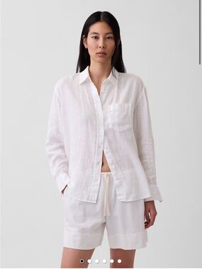 GAP 100% Linen Oversized Shirt in Off-White